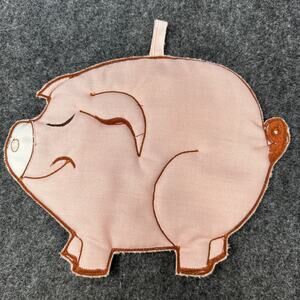 Vtg 1980 WC Imports Pig Hotpad Potholder Farmhouse Wall Decor Linen Blend 80s